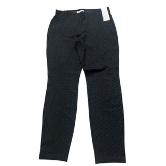 NEW Nanette Lepore Black Dot Pants Womens Medium Tapered Legs Pull On Flat front - Picture 3 of 11